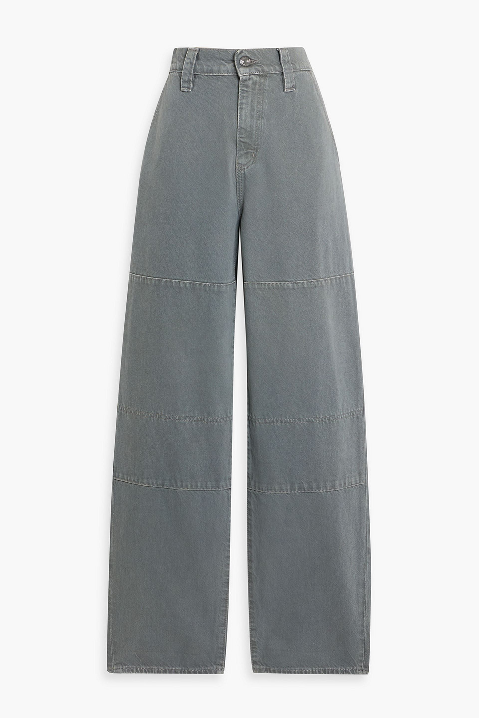 Frame The Cuffed Utility High-rise Tapered Jeans In Gray