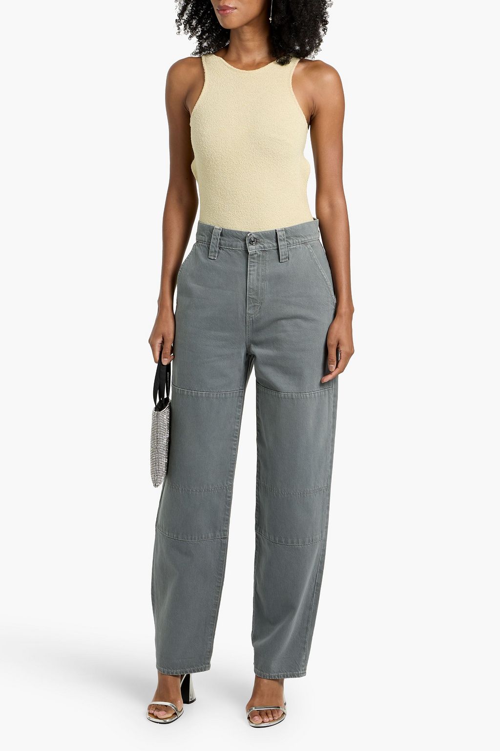 FRAME The Cuffed Utility high-rise tapered jeans