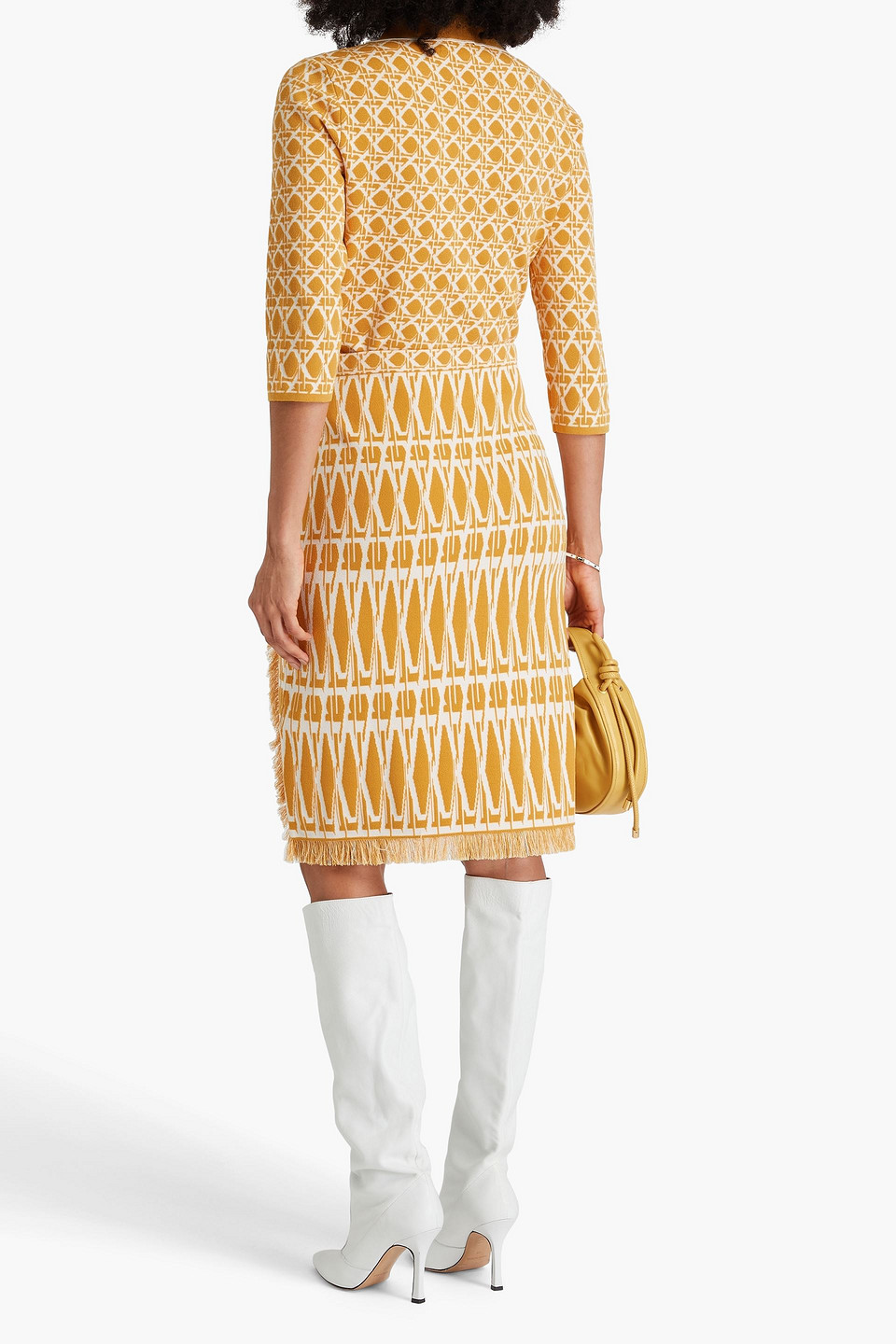 Diane Von Furstenberg Fargo Wrap-effect Jacquard-knit Skirt In Ringelblumenfarben
