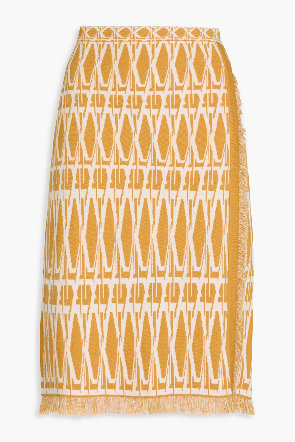 Diane Von Furstenberg Fargo Wrap-effect Jacquard-knit Skirt In Ringelblumenfarben