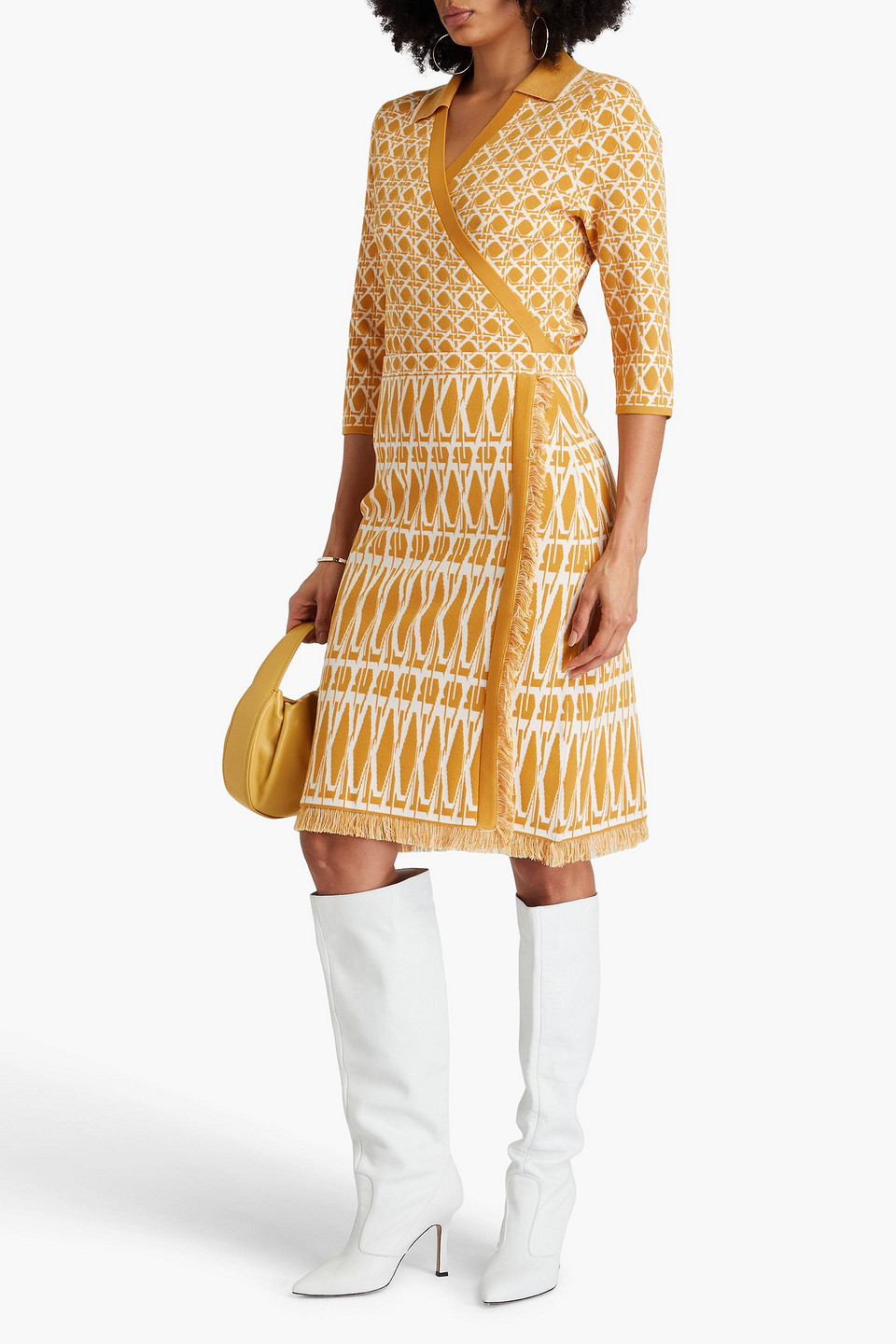 Diane Von Furstenberg Fargo Wrap-effect Jacquard-knit Skirt In Ringelblumenfarben