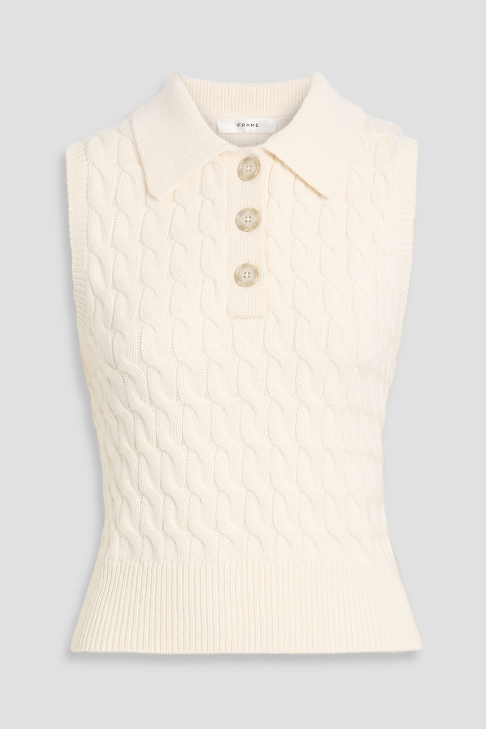 Frame Cable-knit Wool Vest In Neutral
