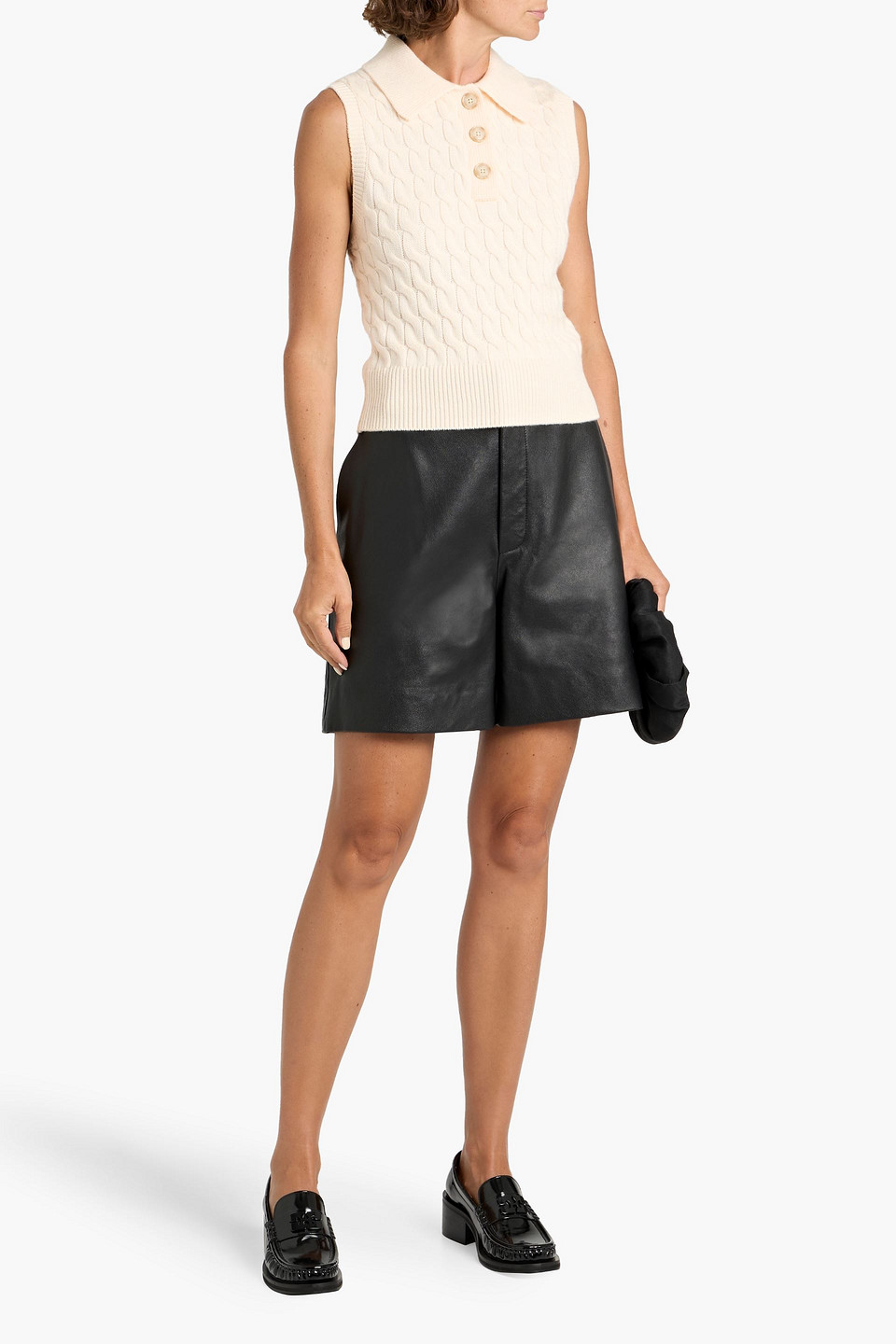 Frame Denim The Cable Knit Polo Vest In Neutral