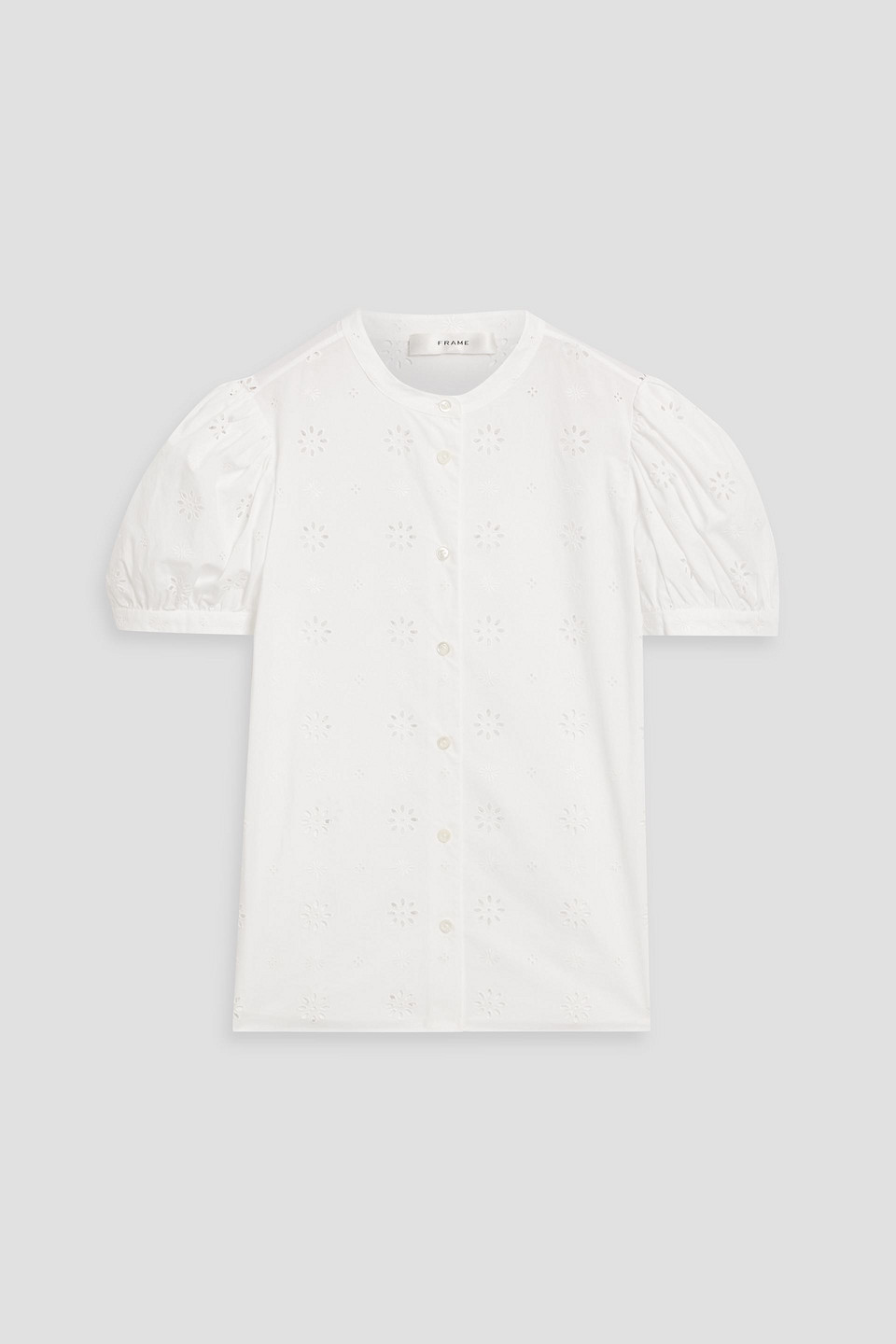 Frame Broderie Anglaise Cotton Top In White