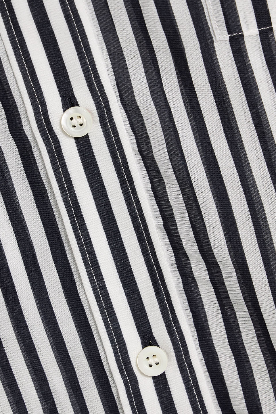 Frame The Oversized Pocket Striped Cotton And Silk-blend Shirt In Blue