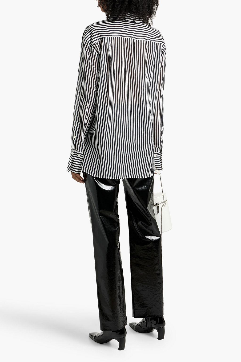 FRAME The Oversized Pocket striped cotton and silk-blend shirt