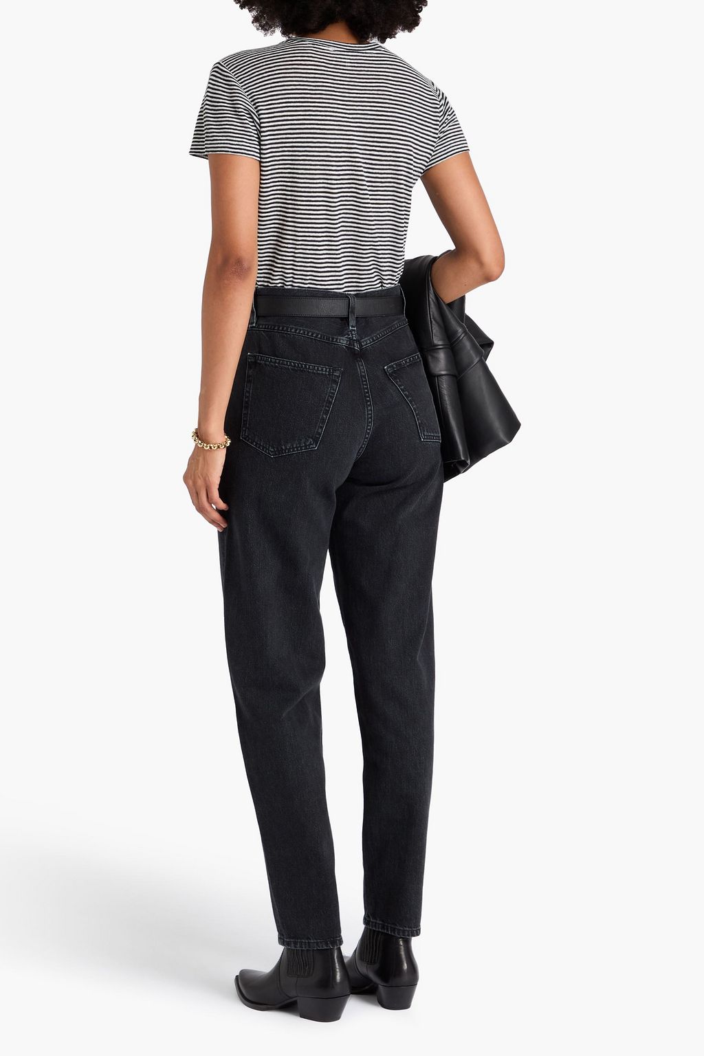 FRAME Striped linen-jersey T-shirt