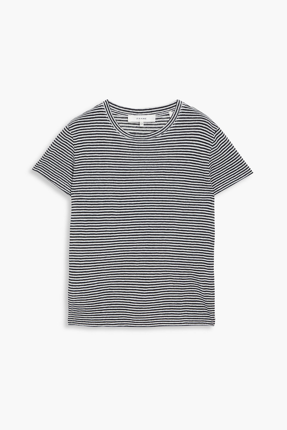 frame - striped linen-jersey t-shirt - black - xs