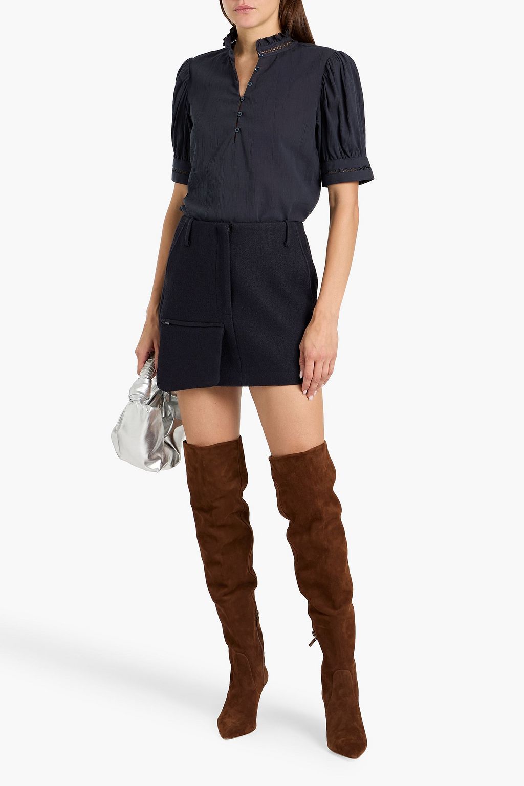 FRAME The Ruffle Collar cotton-gauze top