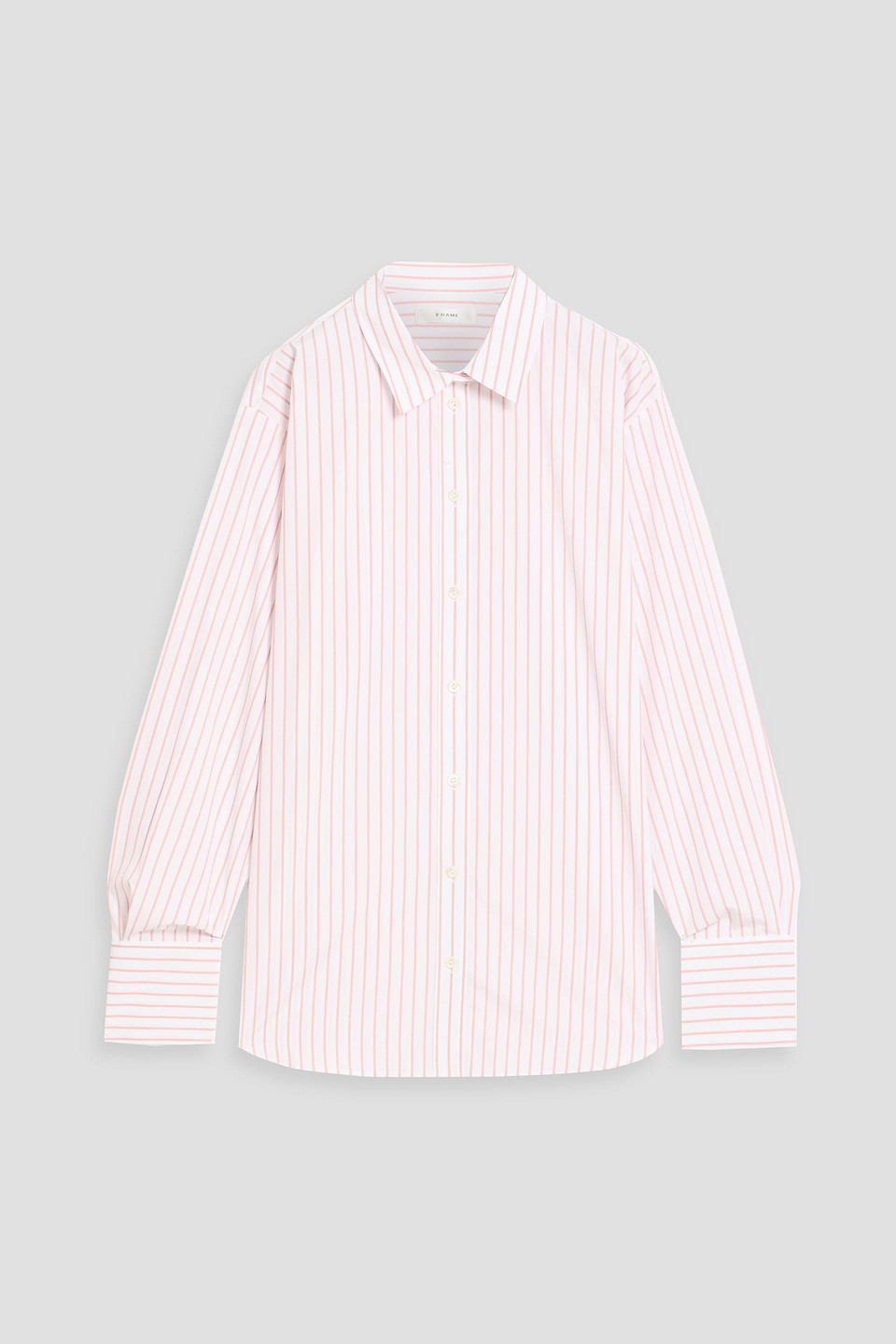 Frame The Oversized Striped Cotton-poplin Shirt In Pink