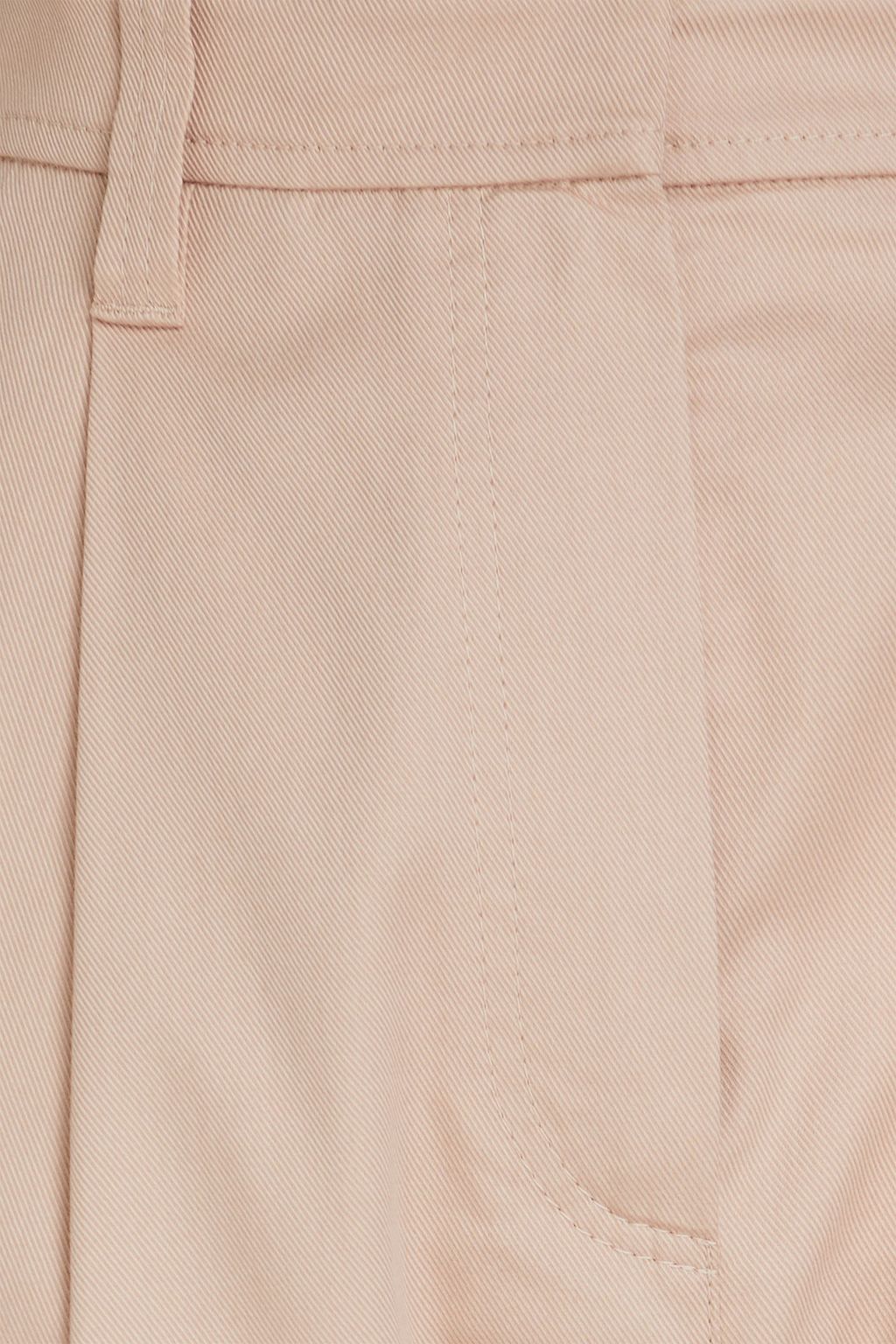 BRUNELLO CUCINELLI Bead-embellished pleated cotton-twill tapered pants