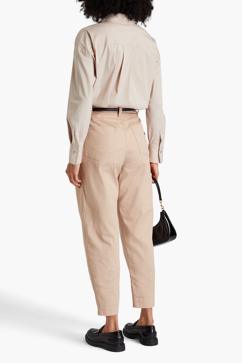 BRUNELLO CUCINELLI Bead-embellished pleated cotton-twill tapered pants
