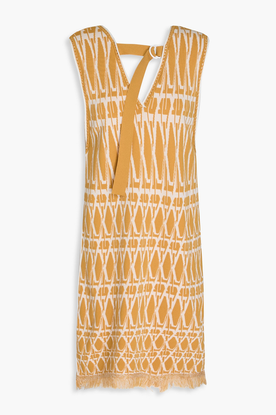 Diane Von Furstenberg Reilly Frayed Jacquard-knit Mini Dress In Marigold