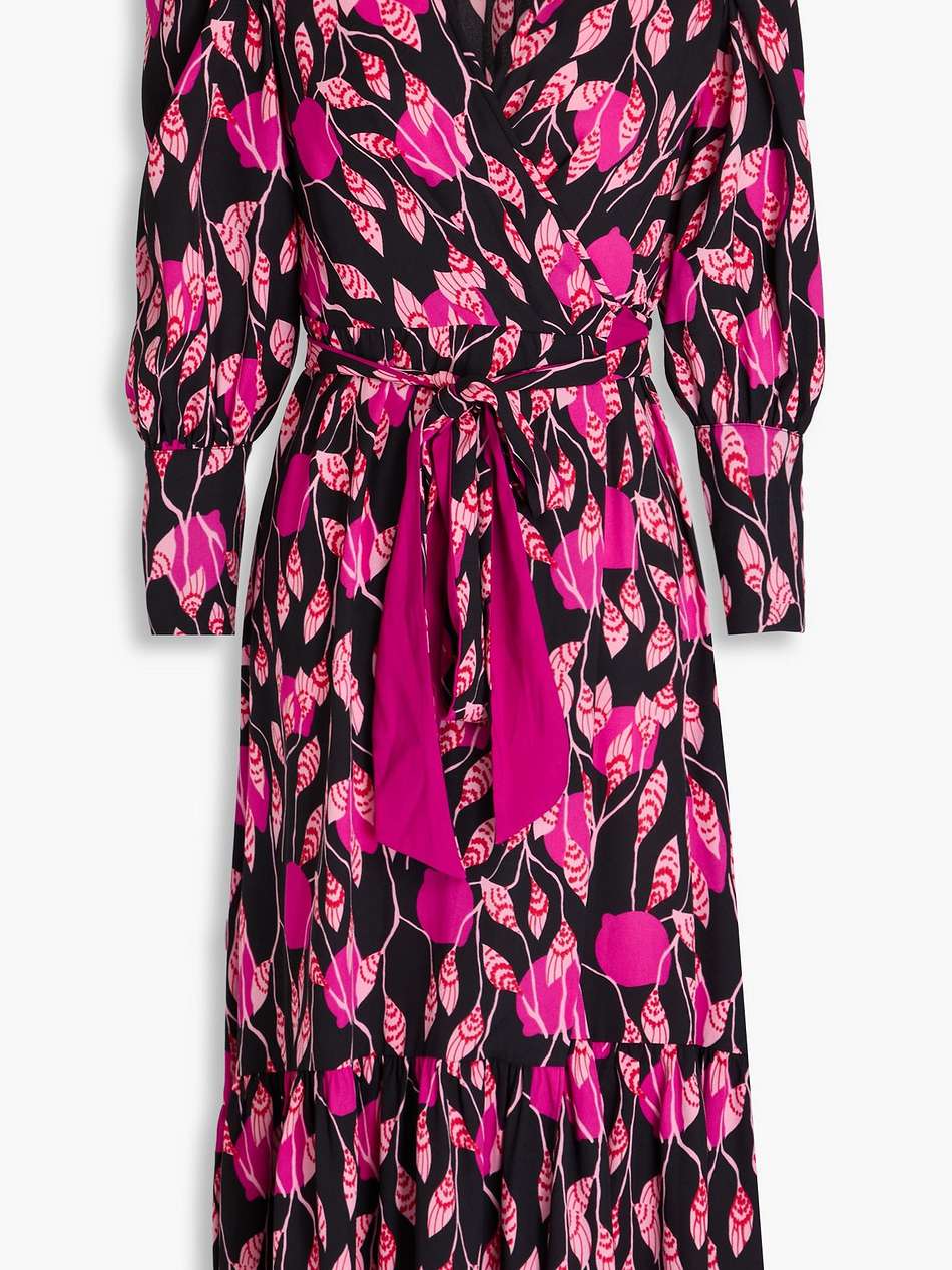 blade printed crepe midi wrap dress
