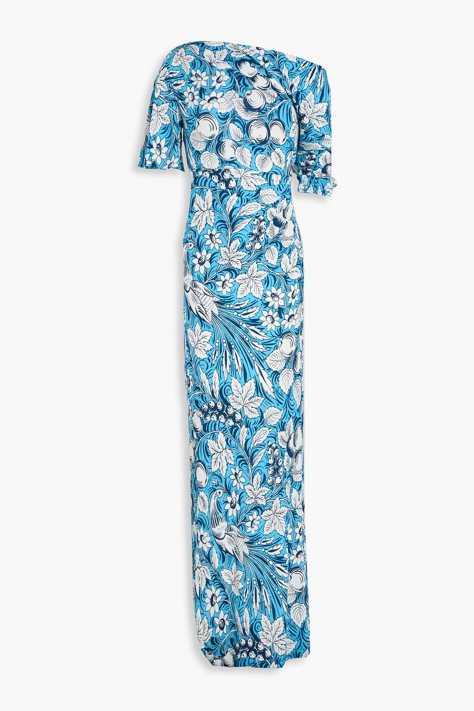 Diane Von Furstenberg Wittrock One-shoulder Printed Jersey Maxi Dress In Bleu