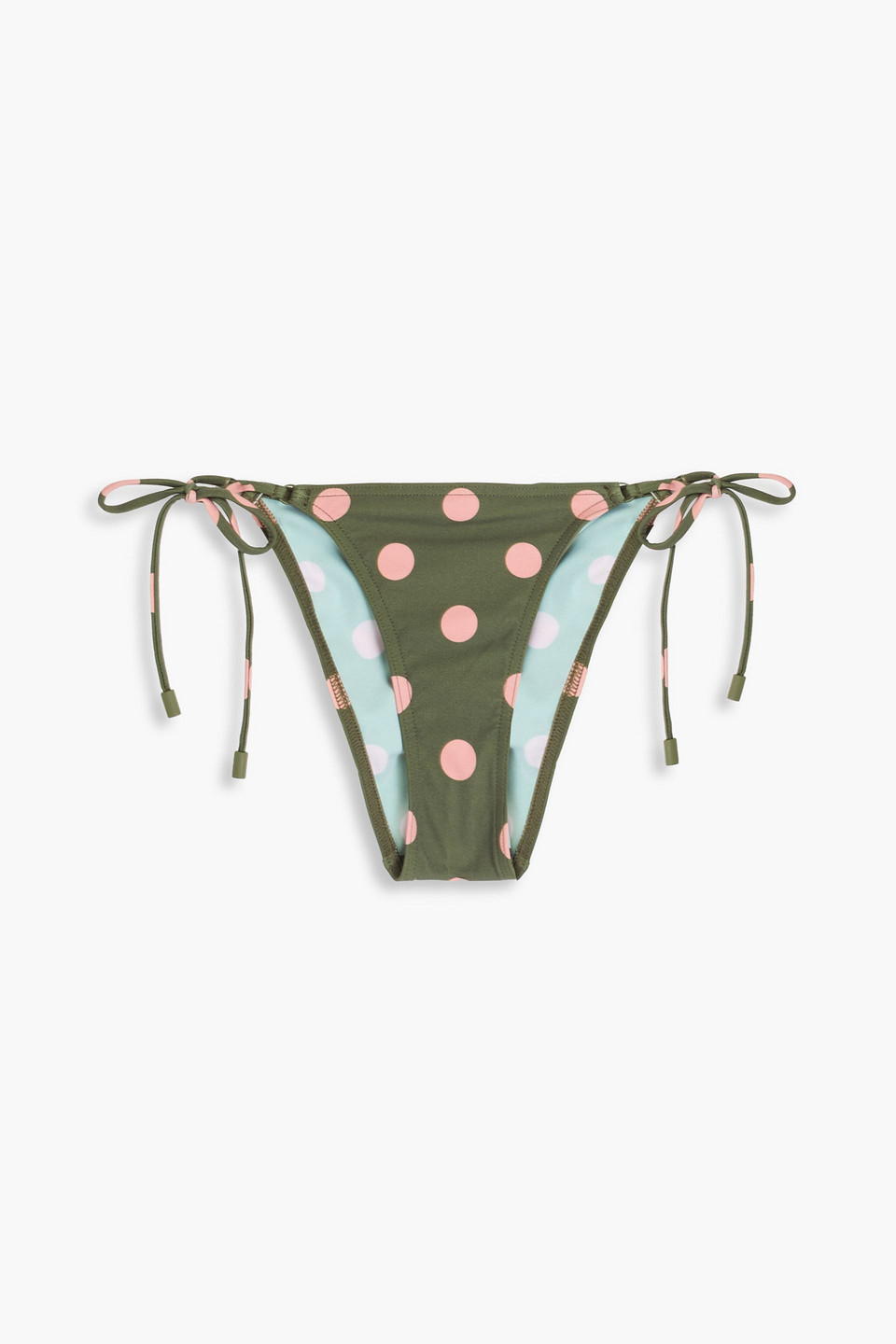 Zimmermann Polka-dot Mid-rise Bikini Briefs In Military-grün