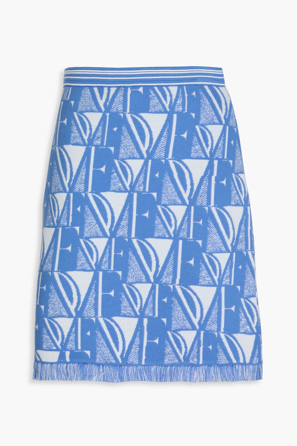 Diane Von Furstenberg Alejandra Frayed Jacquard-knit Mini Skirt In Blue