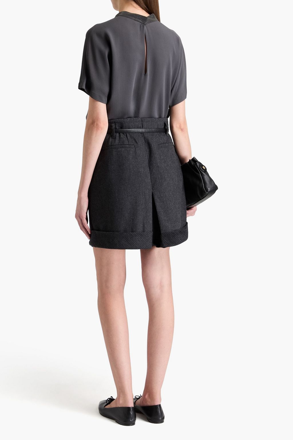 BRUNELLO CUCINELLI Minirock aus Flanell aus einer Wollmischung mit Nadelstreifen