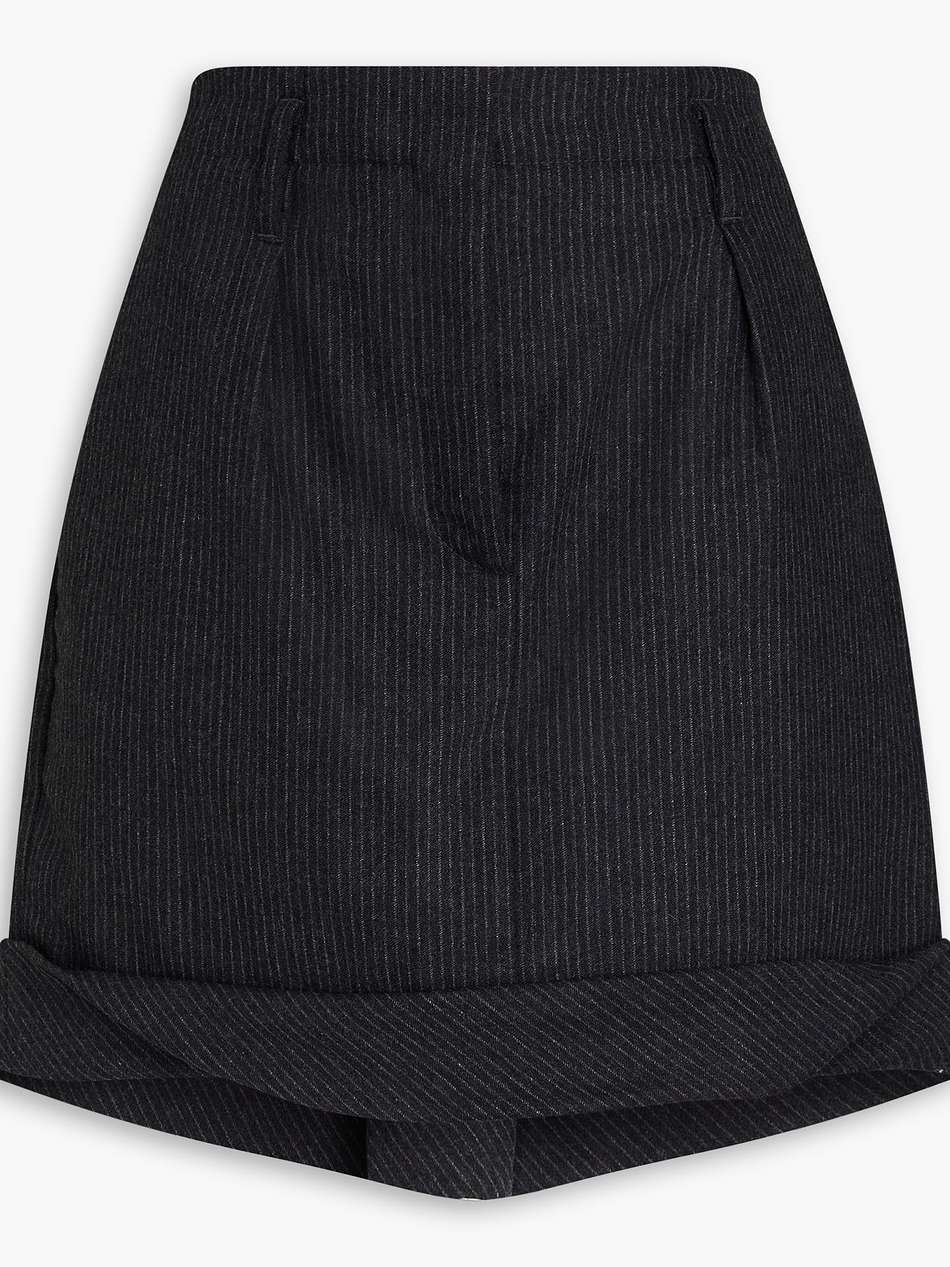 pinstriped wool-blend flannel mini skirt