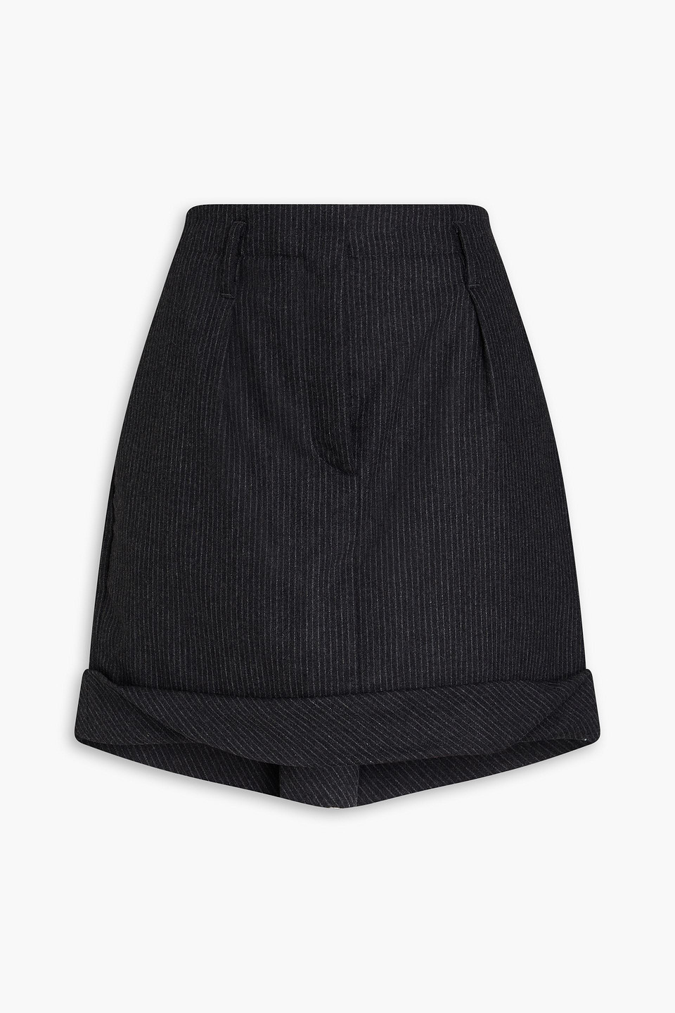 Brunello Cucinelli Pinstriped Wool-blend Flannel Mini Skirt In Dark Gray