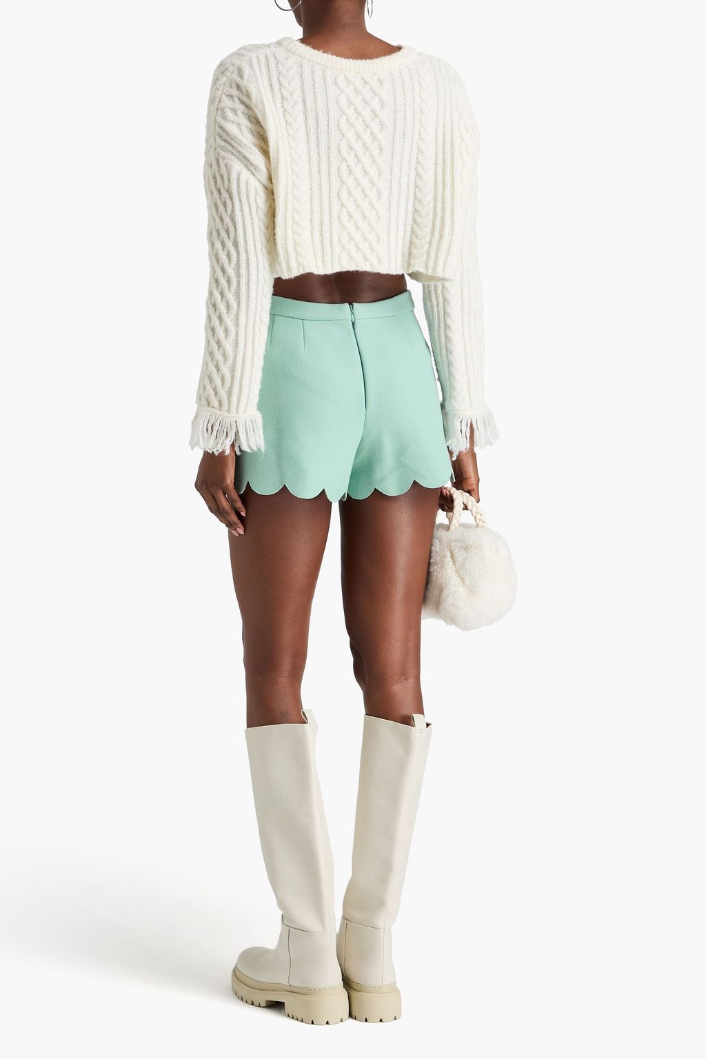 REDVALENTINO شورت من مزيج الصوف بحواف متموّجة
