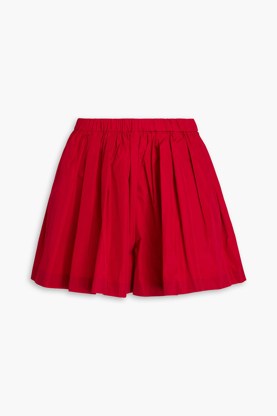 Red Pleated Taffeta Shorts In