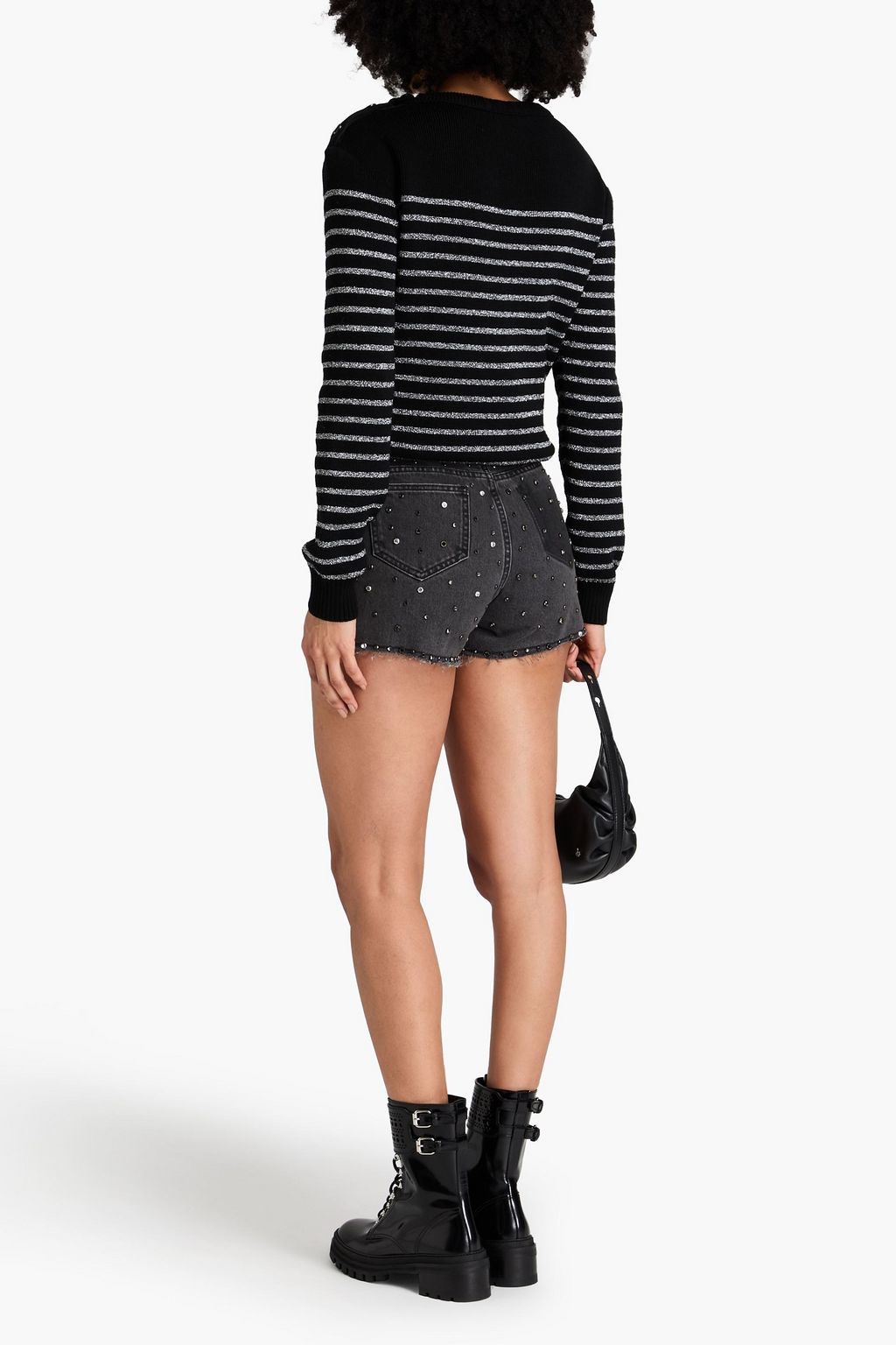 REDVALENTINO شورت دينم باهت مزيّن بالكريستال