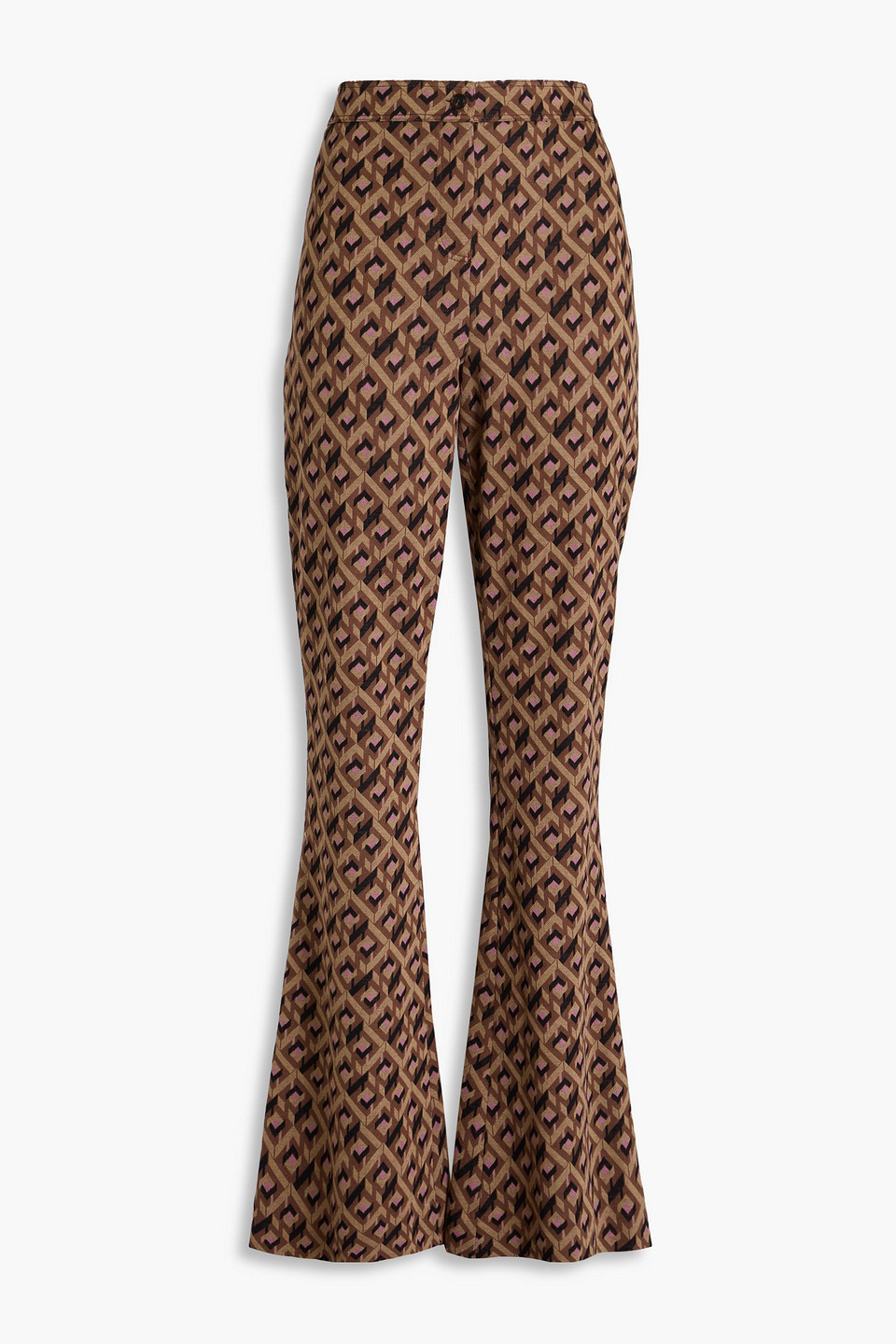 Diane Von Furstenberg Greg Jacquard-knit Flared Trousers In Brown