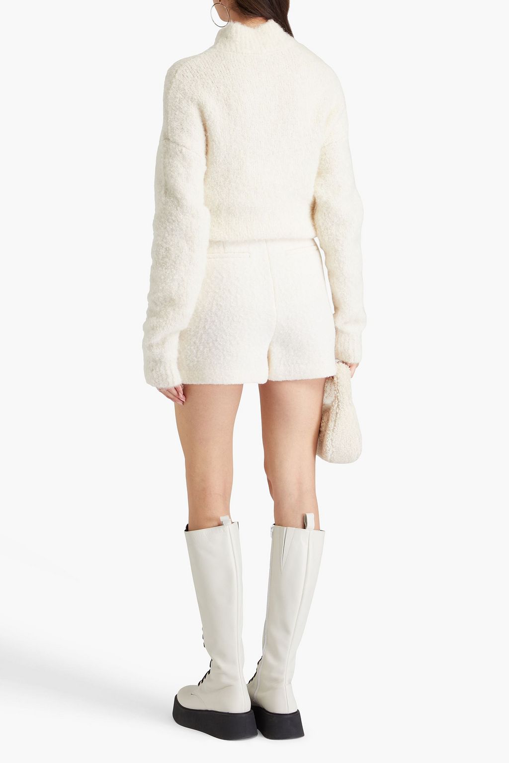 REDVALENTINO شورت بنمط تنورة من اللبّاد ومزيج الصوف بحبكة بوكليه