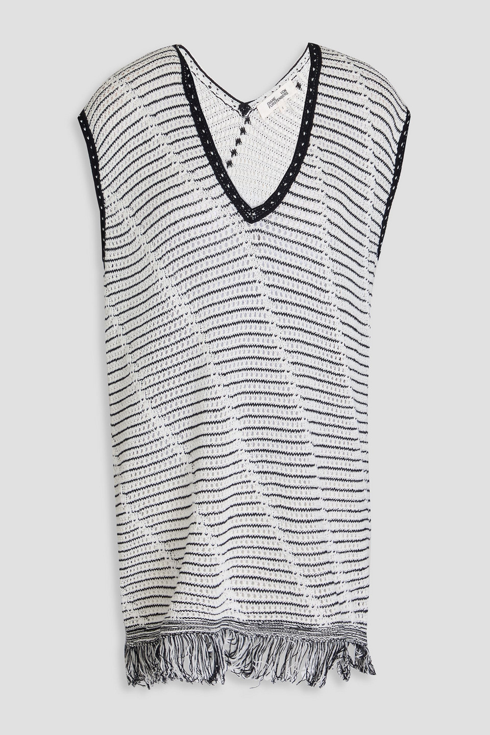 Diane Von Furstenberg Styles Open-knit Cotton Top In White