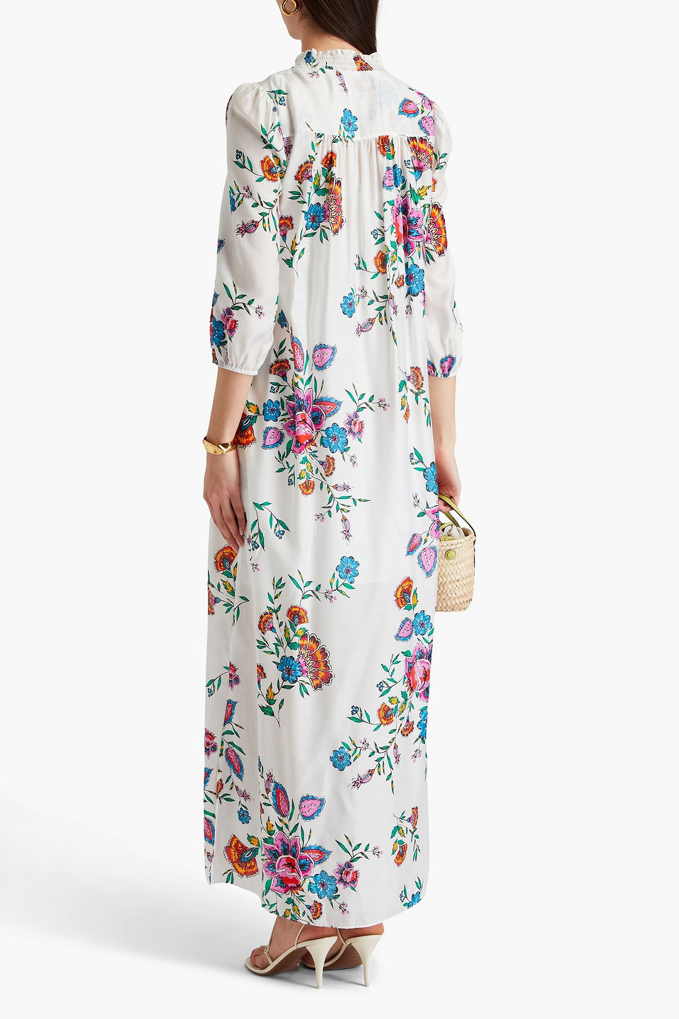 Diane Von Furstenberg Layla Floral-print Voile Maxi Dress In White