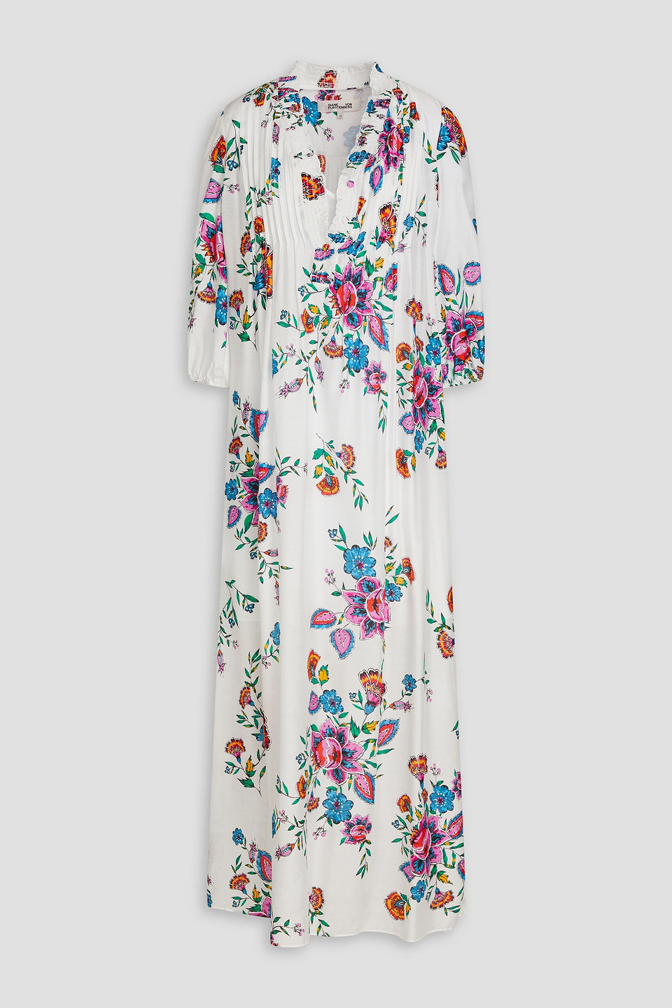 Diane Von Furstenberg Layla Floral-print Voile Maxi Dress In White