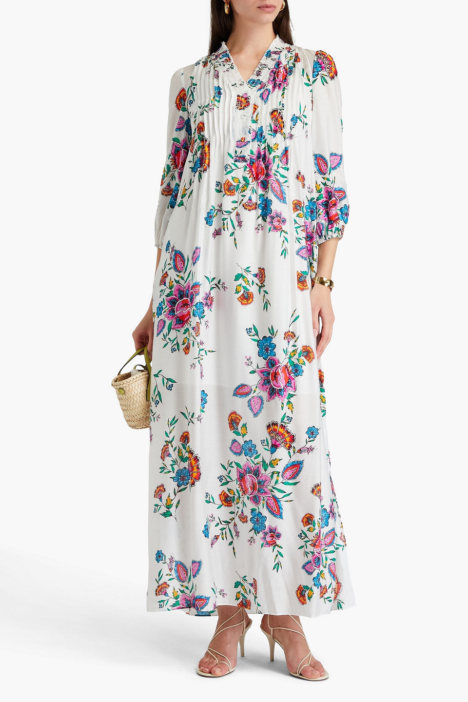 Diane Von Furstenberg Layla Floral-print Voile Maxi Dress In White