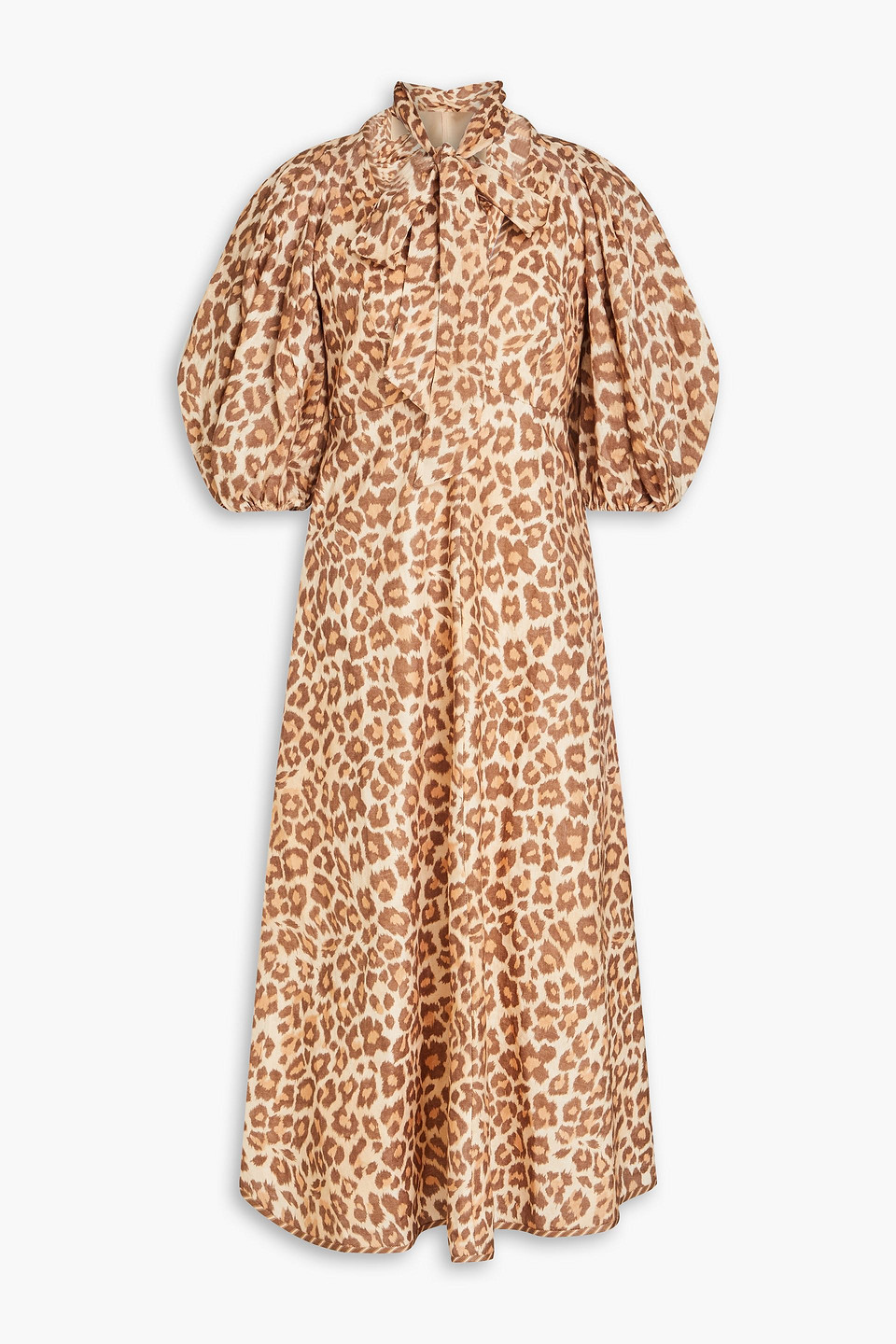 Zimmermann Midikleid Aus Leinen Mit Leopardenprint Und Bindedetail In Pink