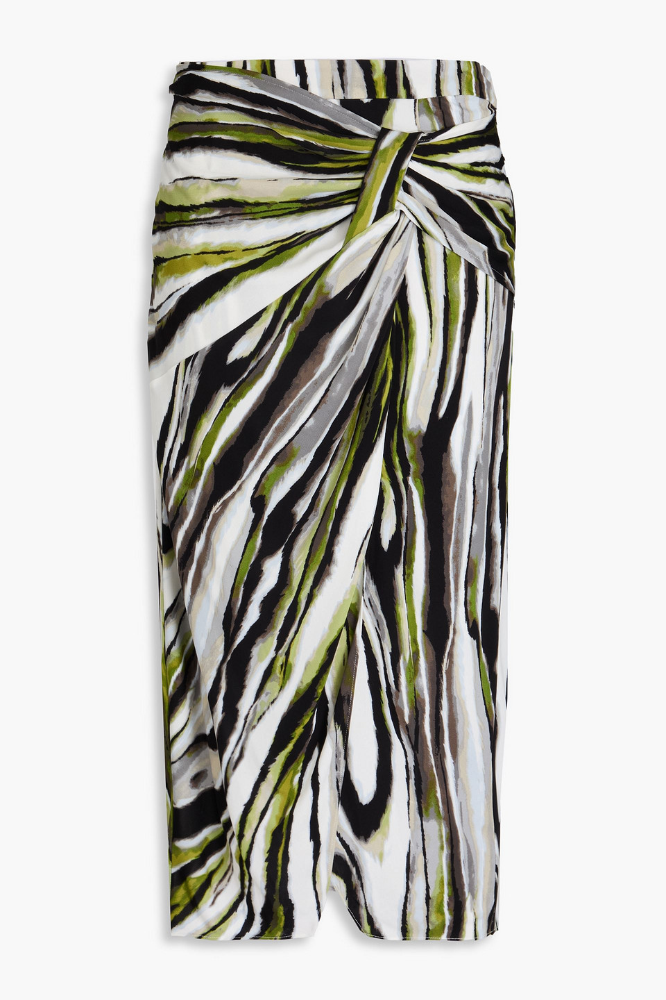 Garcel wrap-effect printed jersey midi skirt