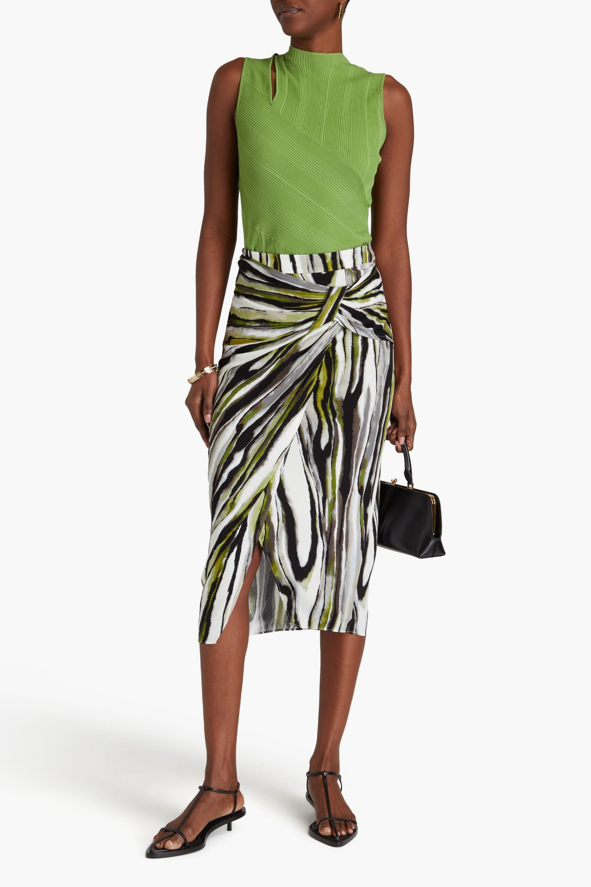 Diane von Furstenberg Garcel wrap-effect printed jersey midi skirt