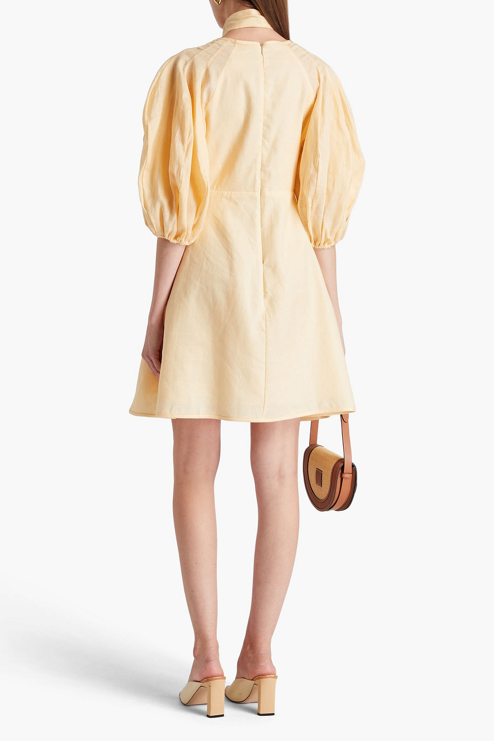 Zimmermann Minikleid Aus Leinen Mit Bindedetail In Pastellorange