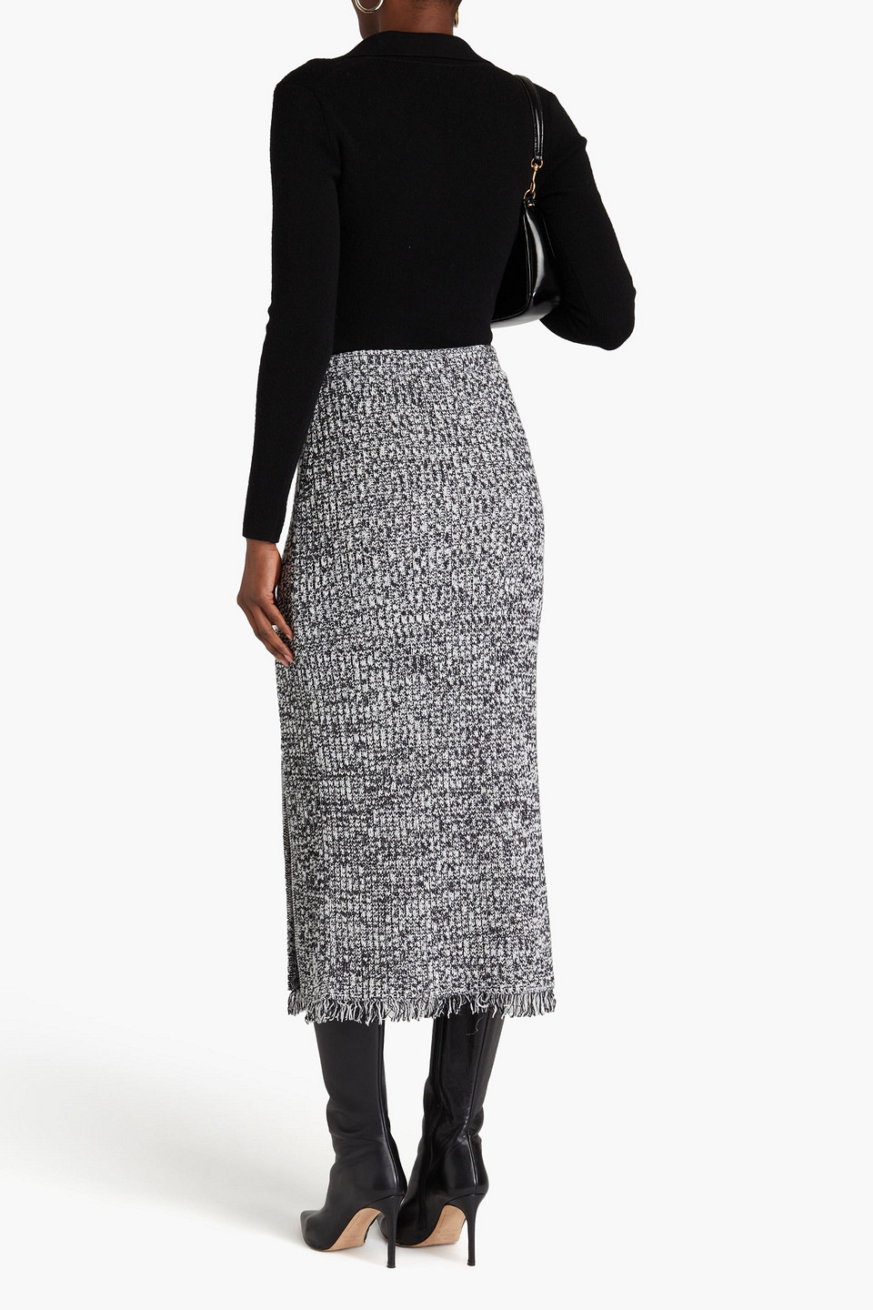 Diane Von Furstenberg Emmie Ribbed Cotton Midi Skirt In Black