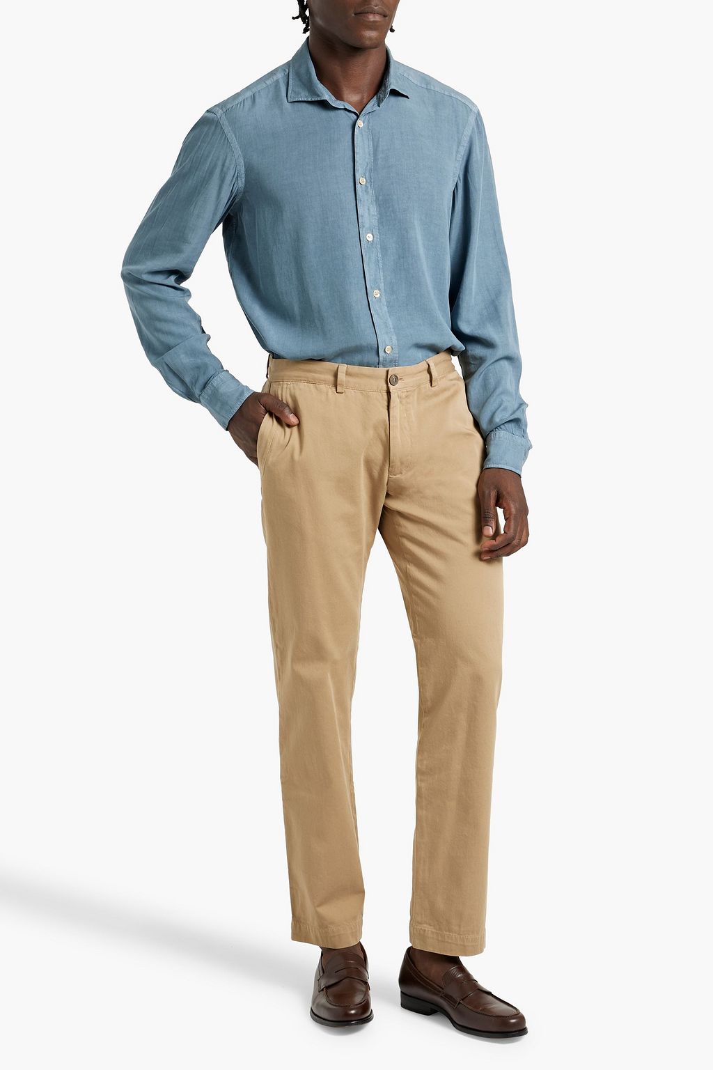 BOGLIOLI Striped linen and cotton-blend shirt