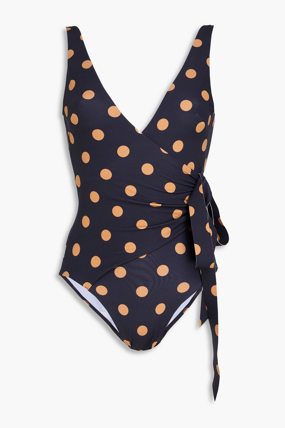 Zimmermann Wrap-effect Polka-dot Swimsuit In Black