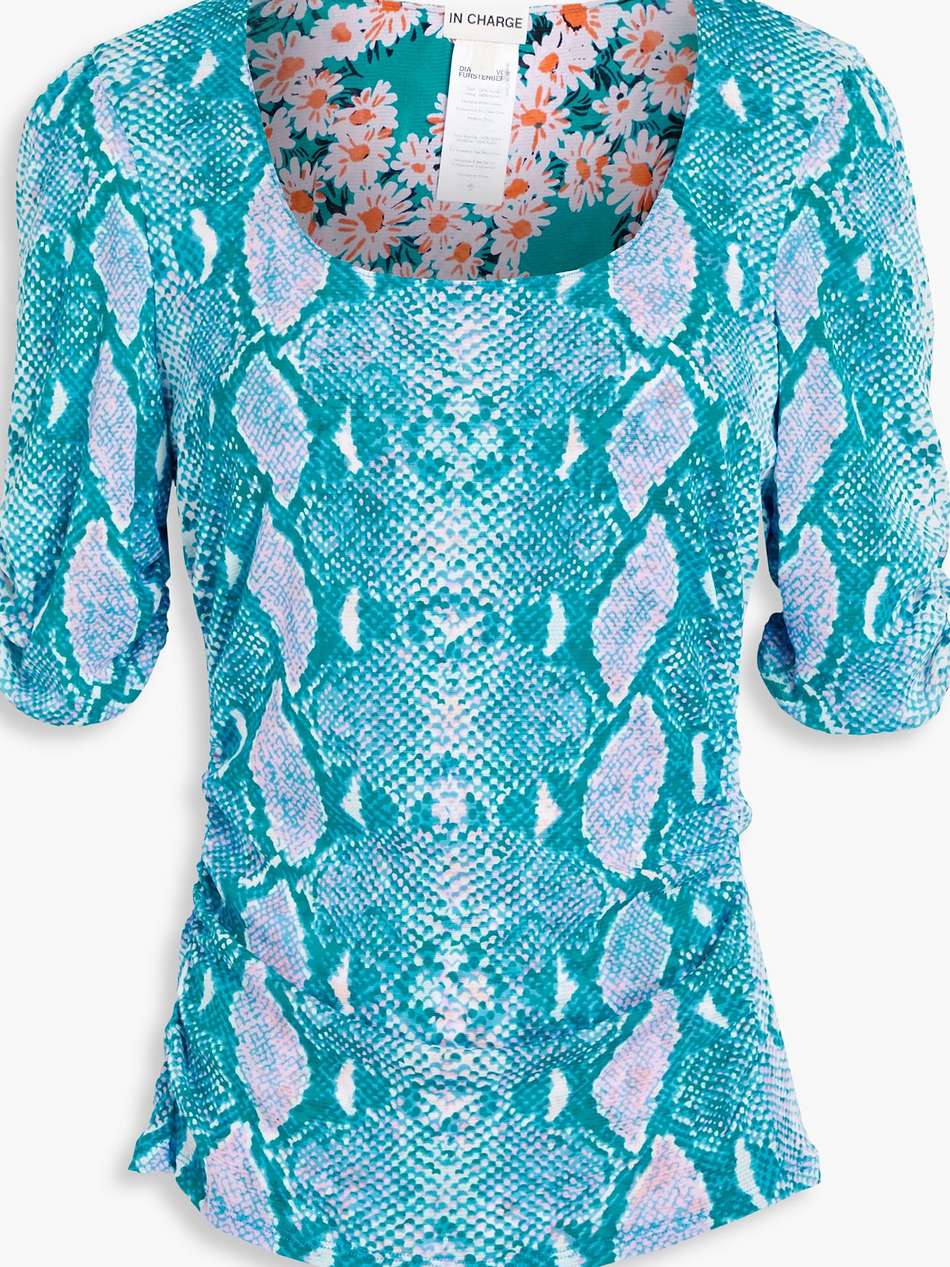 ali reversible printed stretch-mesh top