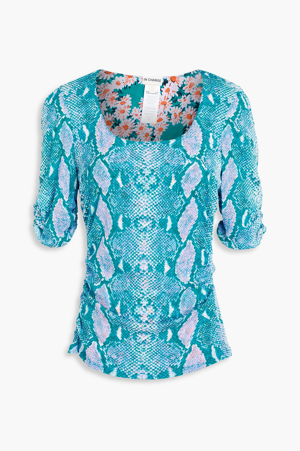 Diane Von Furstenberg Reversible Printed Mesh Top In Animal-print