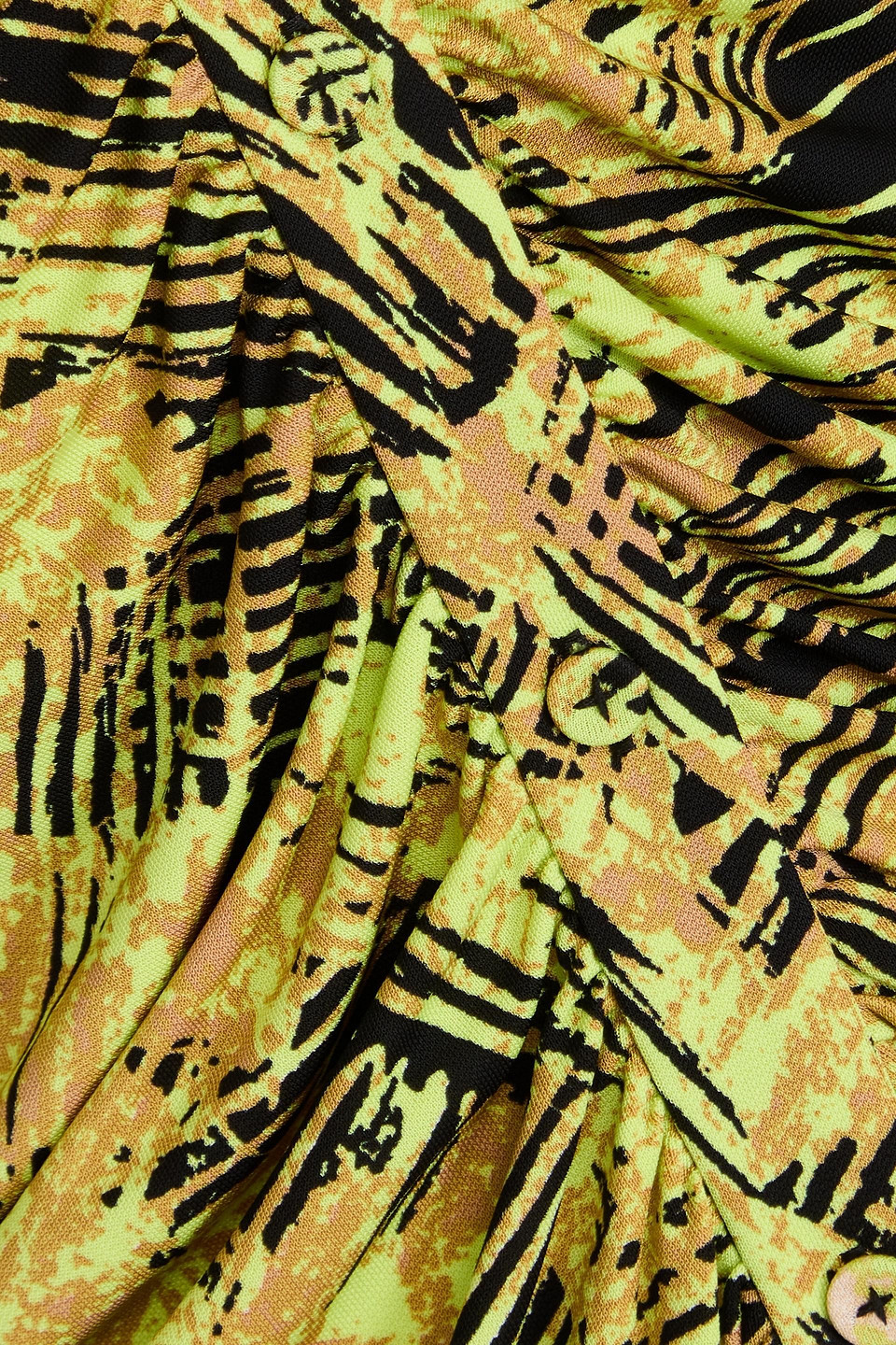 Diane Von Furstenberg Sheska Ruched Printed Jersey Dress In Chartreuse