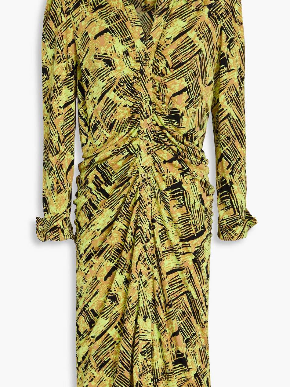 sheska ruched printed jersey dress