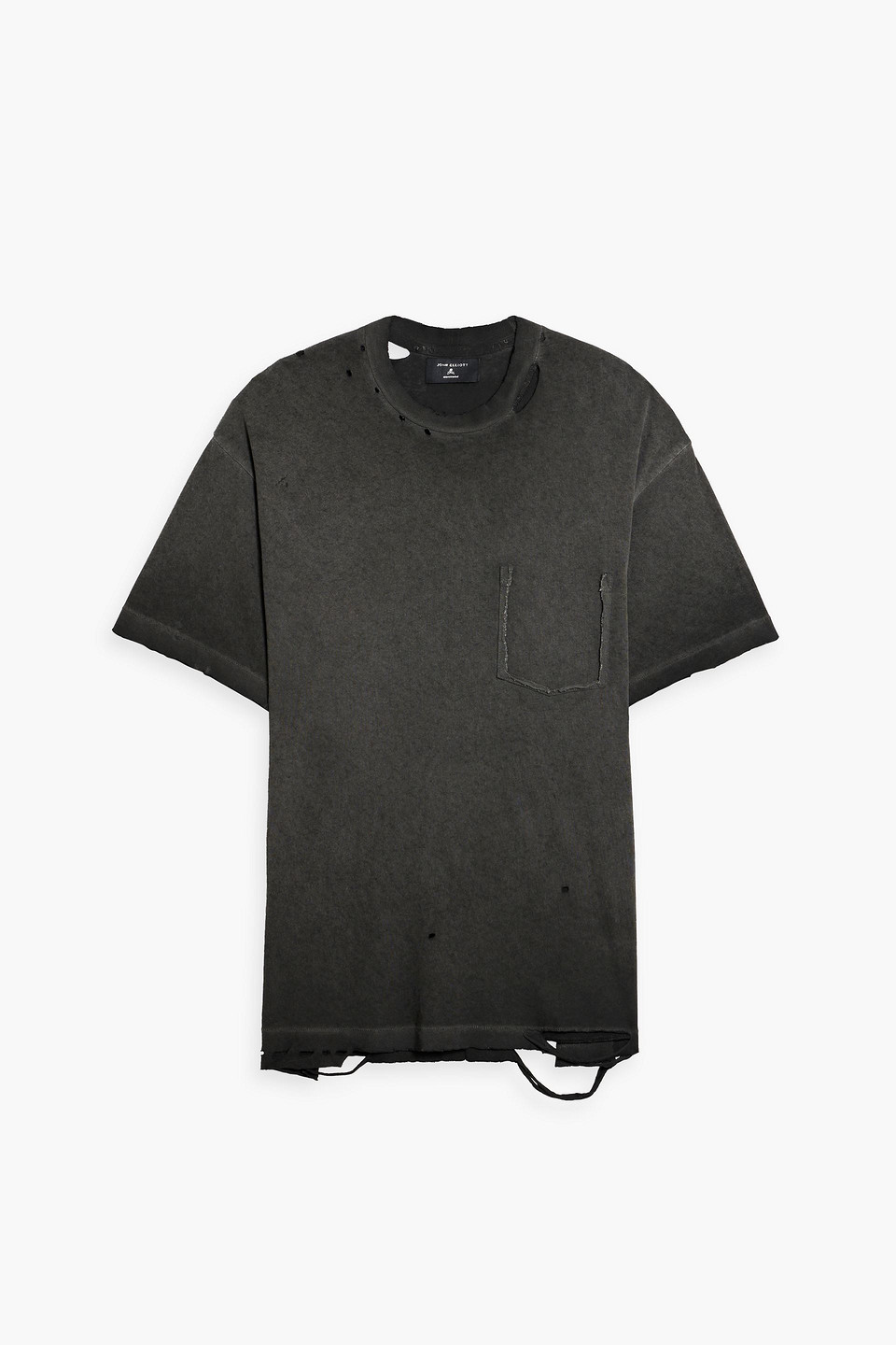 Distressed printed cotton-blend jersey T-shirt