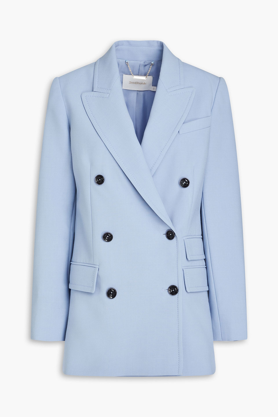 Zimmermann - Double-breasted crepe blazer - Blue - 00