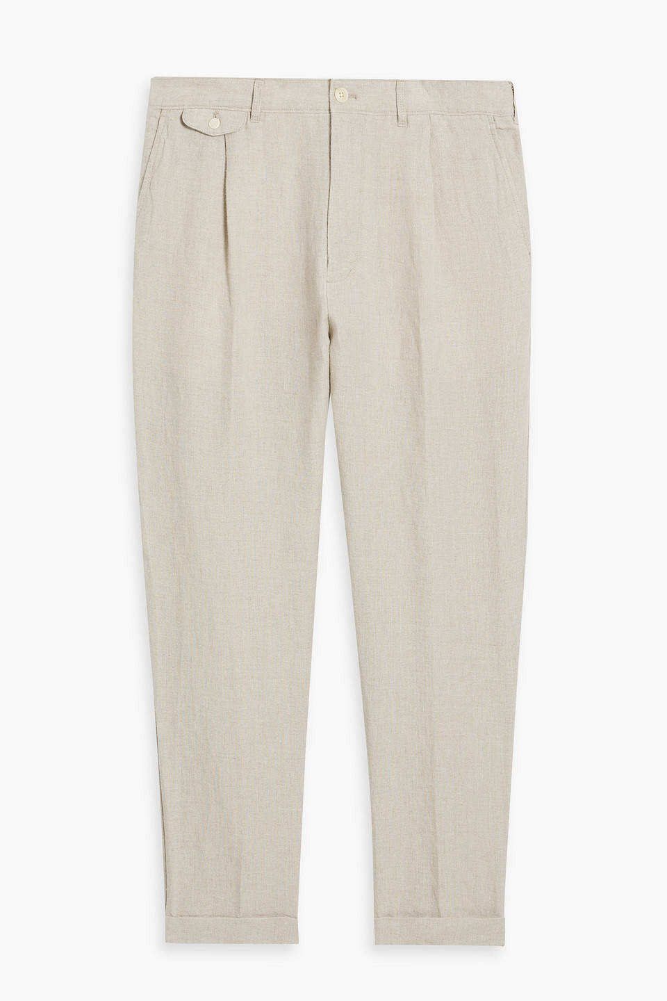 Alex Mill Standard Slim-fit Cropped Pleated Linen Trousers In Neutrals