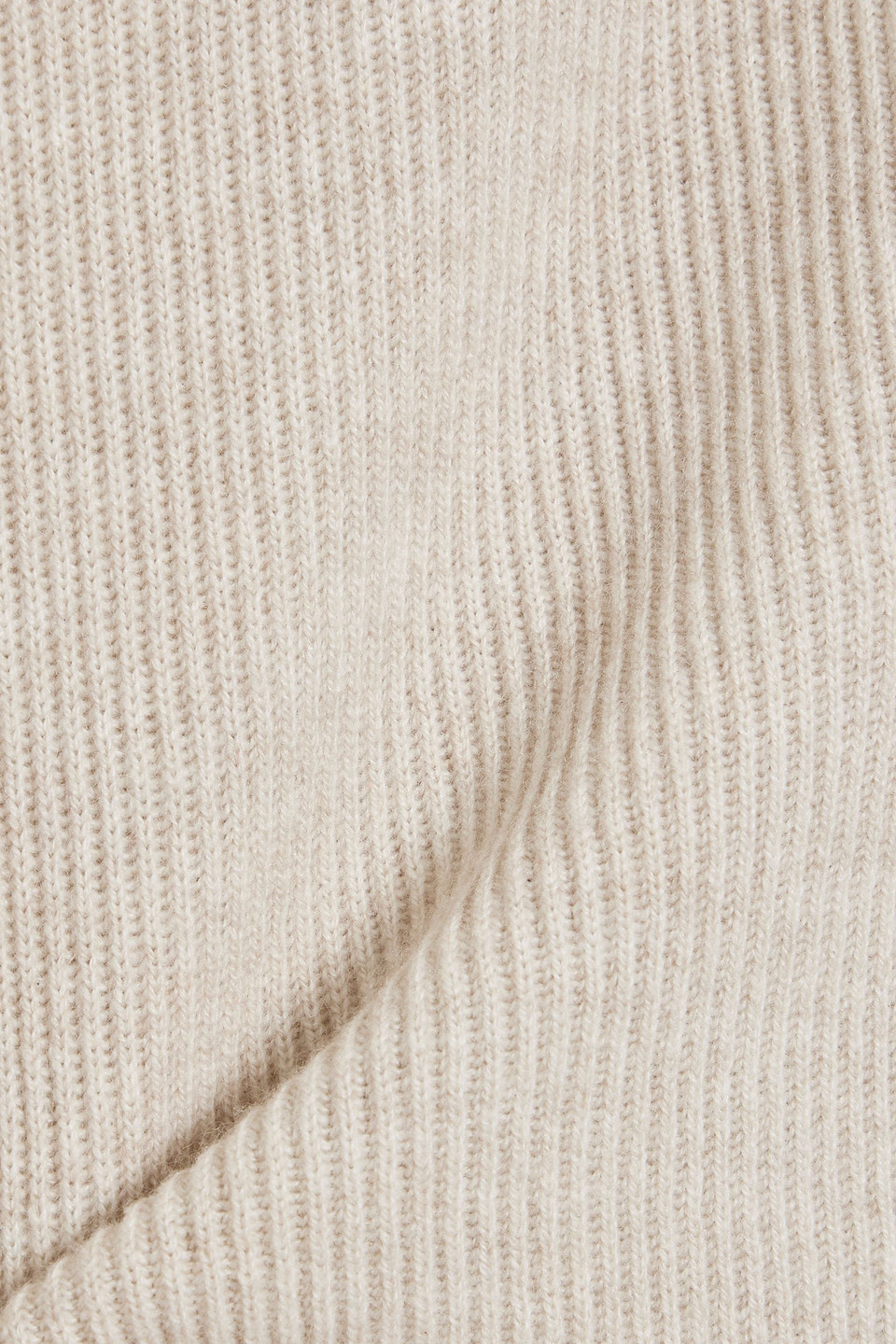 Brunello Cucinelli Bead-embellished Ribbed Cashmere Sweater In Beige