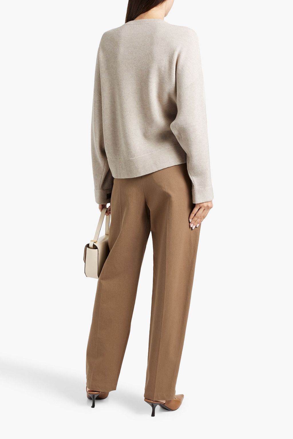 BRUNELLO CUCINELLI Bead-embellished ribbed cashmere sweater