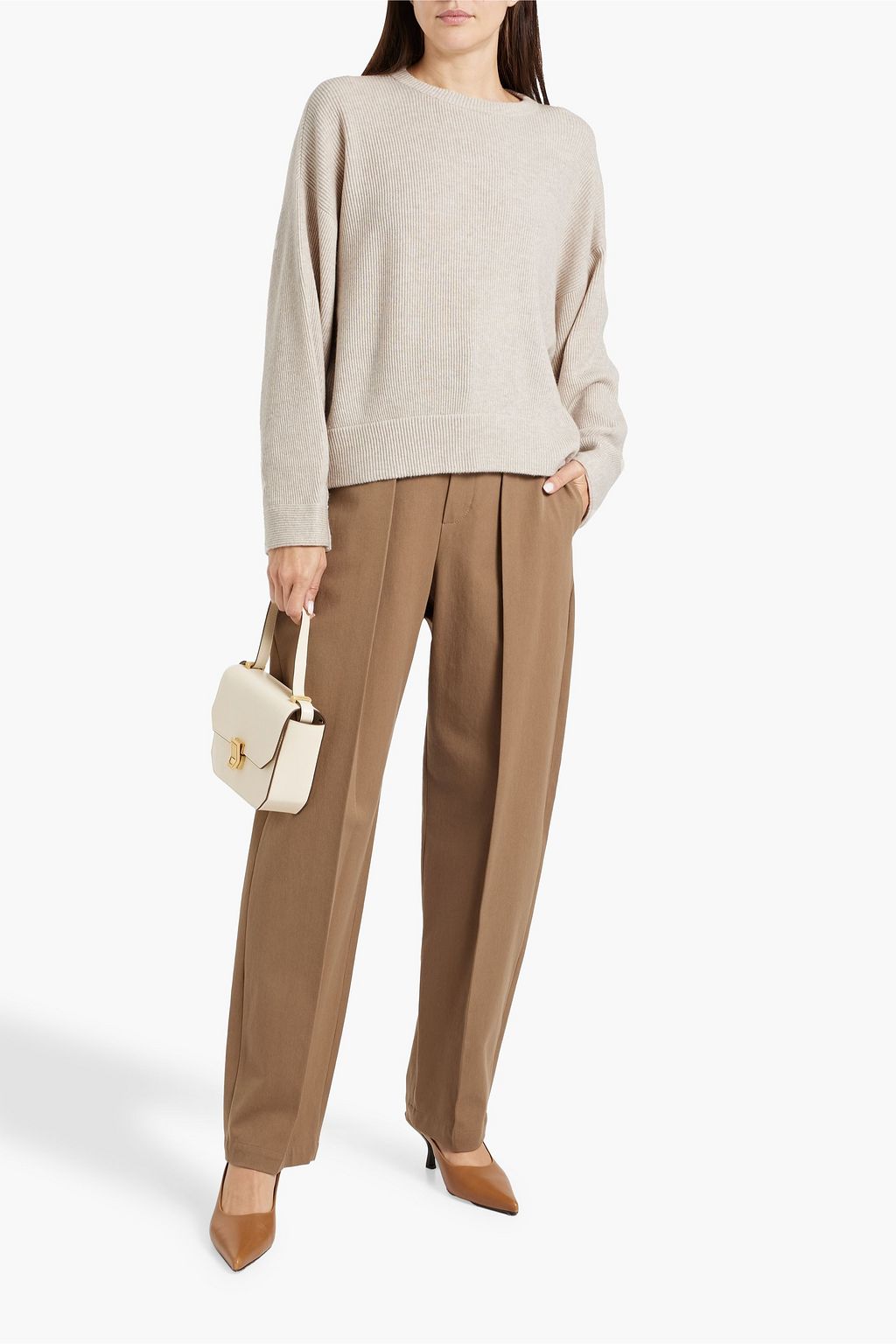 BRUNELLO CUCINELLI Bead-embellished ribbed cashmere sweater